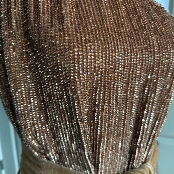 NWT Retrofete Ella One Shoulder Bronze Sequins Beaded Mini Party Dress Size M - Picture 2 of 9